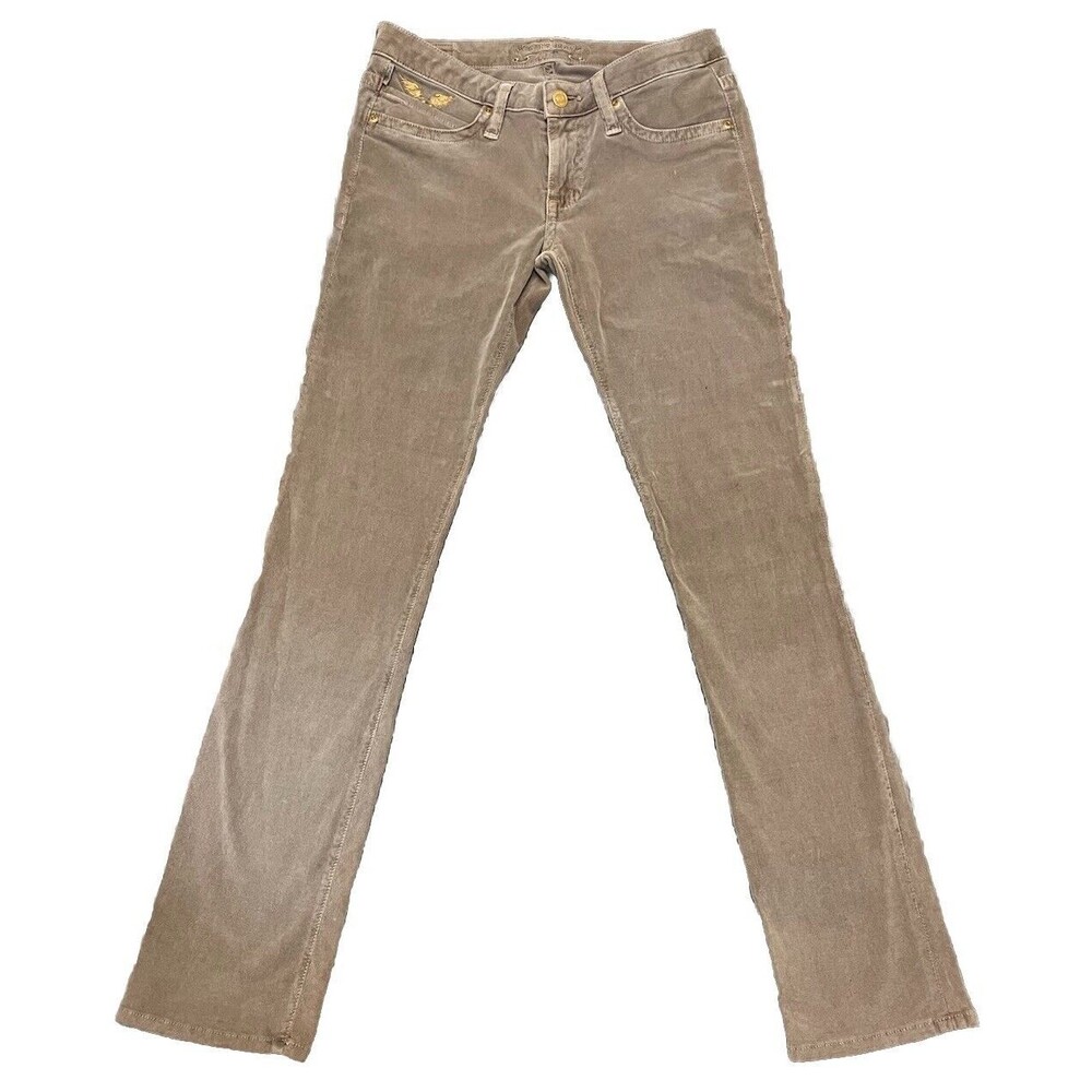 Robin's Marilyn Skinny Jeans Tan With Gold Embroidery Y2K Grunge Women's Size 28
